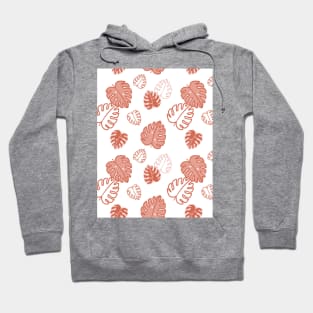 Tropical Leaves Monstera Pattern In Terracotta Hoodie